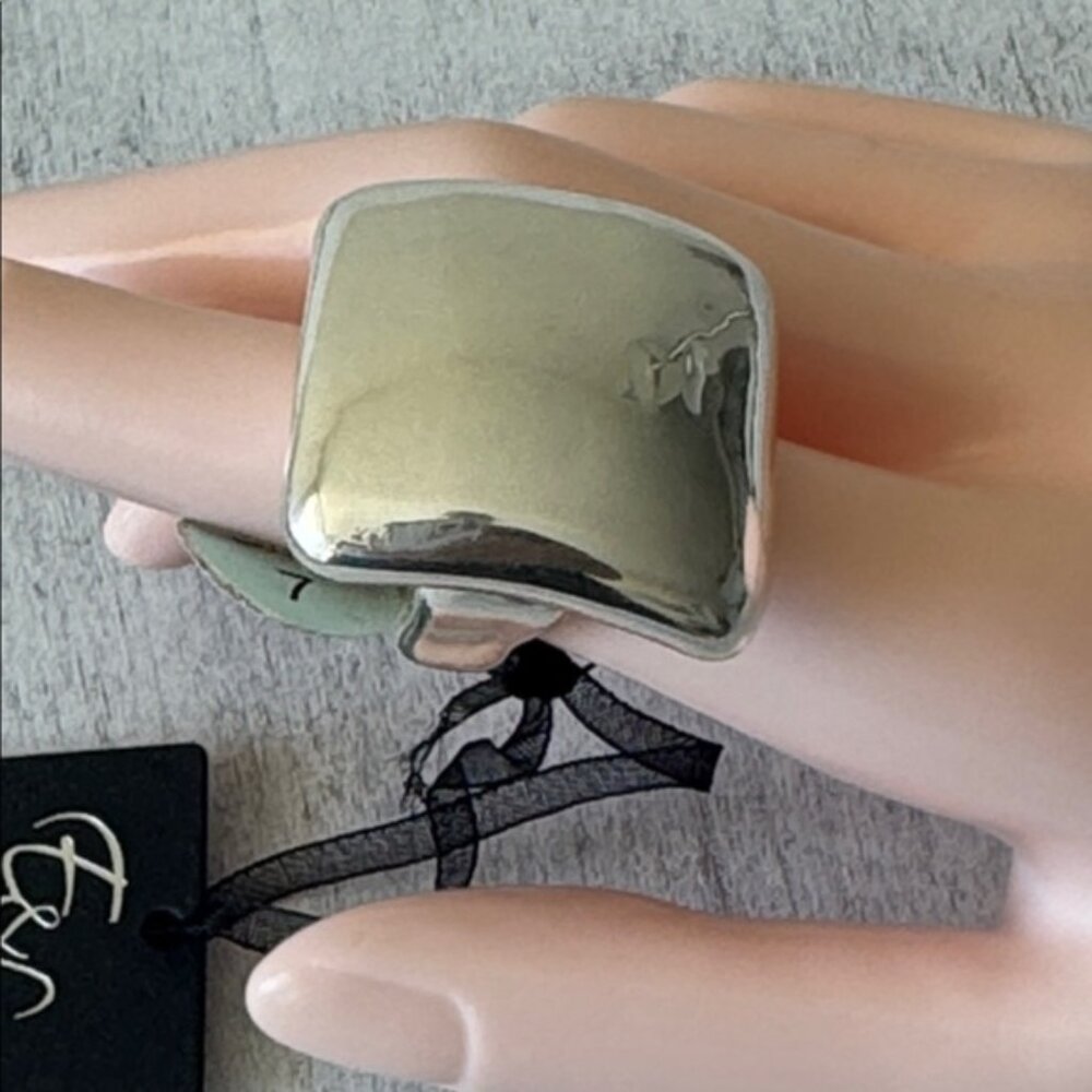 E&L Israel Sterling Silver Electroform Statement Square Ring Sz. 8